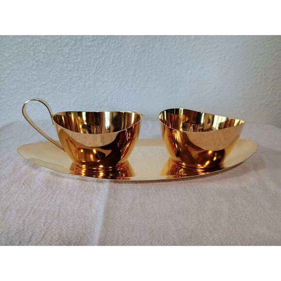 Lifetime Paul Revere Cream, Sugar & Tray Set 24 KT Gold Electroplate - Picture 2 of 8